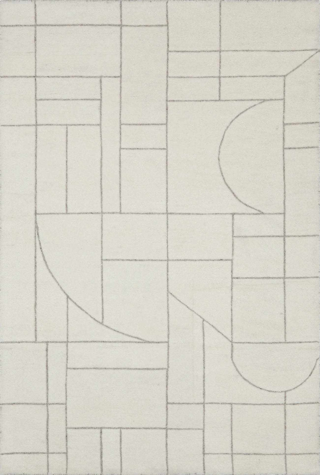 Fusao Modern Geometric Design Ivory Hand Tufted Wool Area Rug