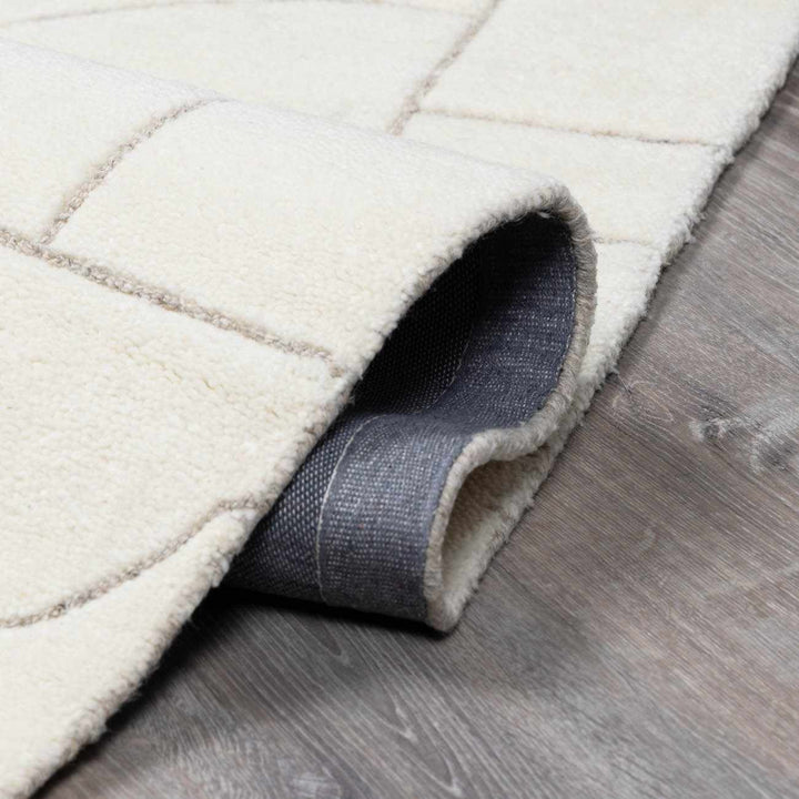 Fusao Modern Geometric Design Ivory Hand Tufted Wool Area Rug