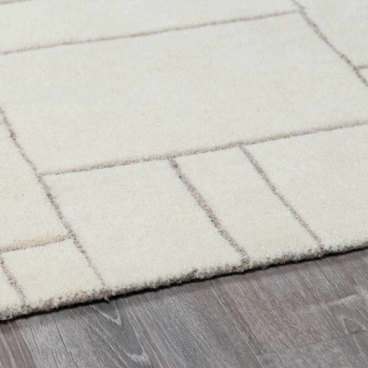 Fusao Modern Geometric Design Ivory Hand Tufted Wool Area Rug