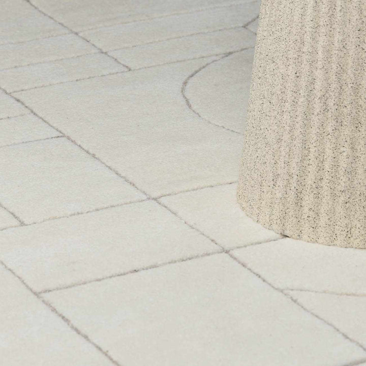 Fusao Modern Geometric Design Ivory Hand Tufted Wool Area Rug