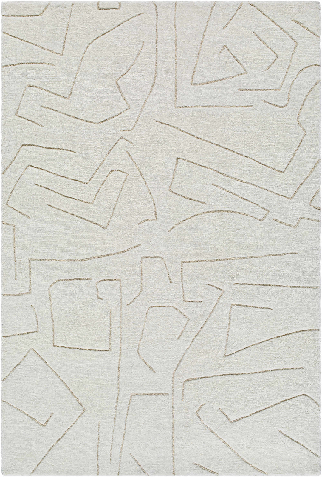 Mony Modern Abstract Design Beige Hand Tufted Wool Rug