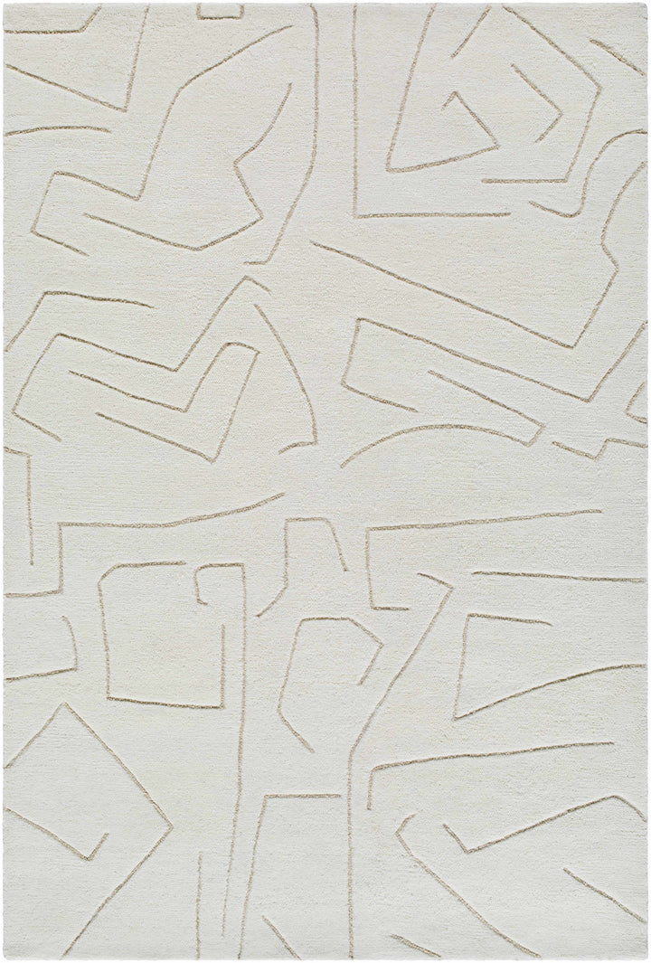 Mony Modern Abstract Design Beige Hand Tufted Wool Rug