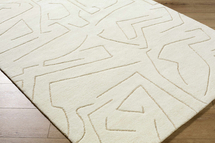 Mony Modern Abstract Design Beige Hand Tufted Wool Rug