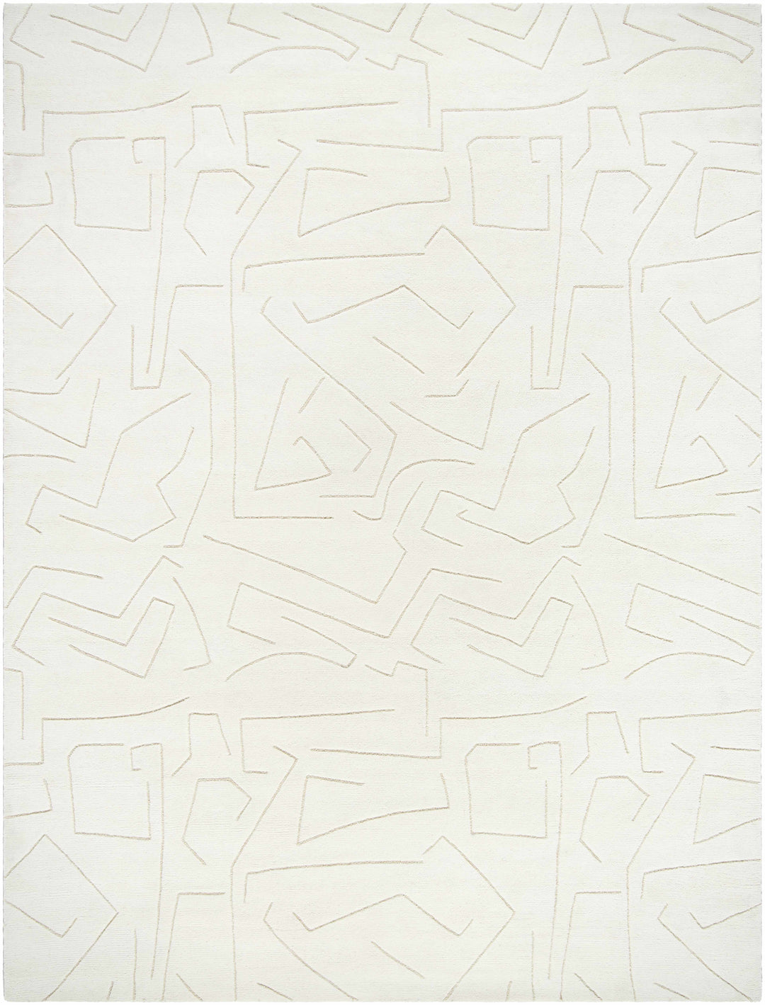 Mony Modern Abstract Design Beige Hand Tufted Wool Rug