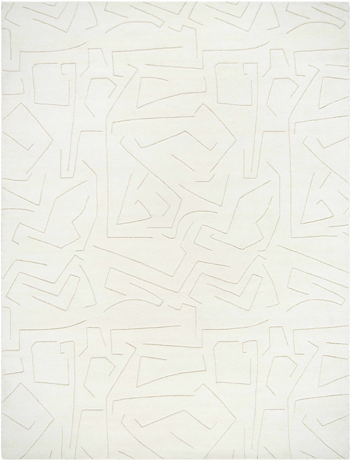 Mony Modern Abstract Design Beige Hand Tufted Wool Rug