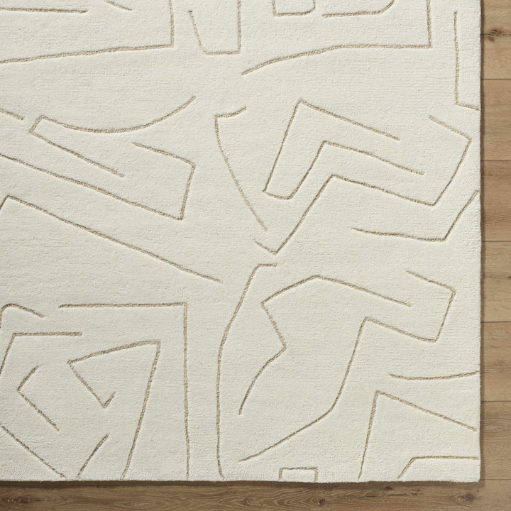 Mony Modern Abstract Design Beige Hand Tufted Wool Rug