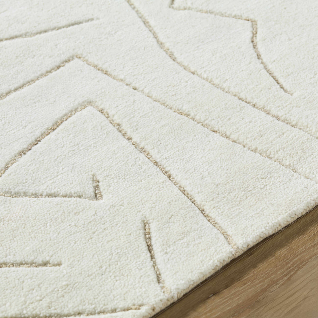 Mony Modern Abstract Design Beige Hand Tufted Wool Rug