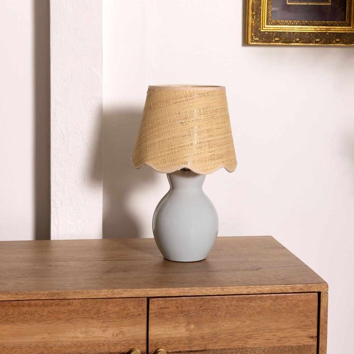 Salgareda Grey Ceramic Table Lamp – Blue & Beige Shade