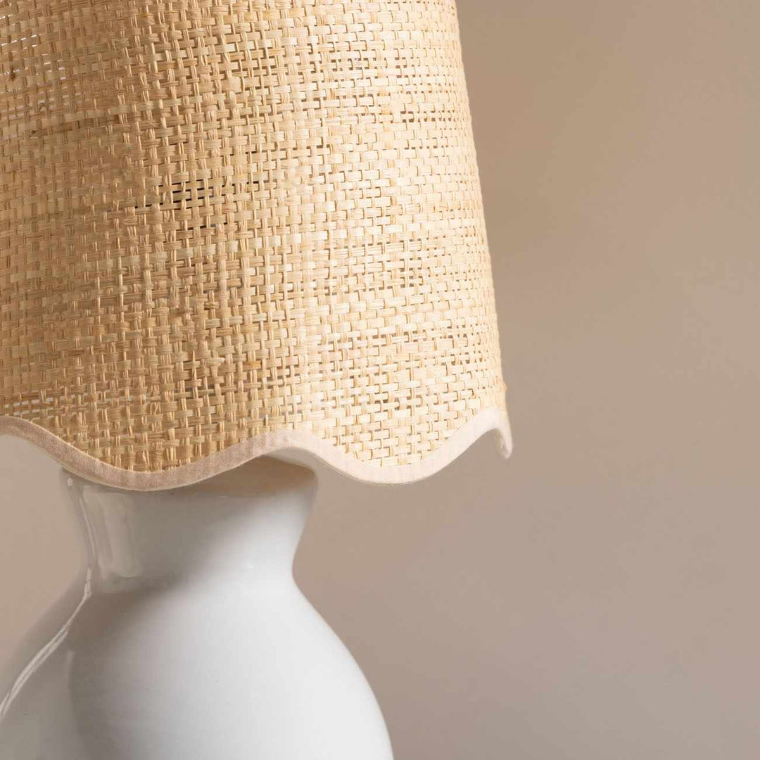 Salgareda Grey Ceramic Table Lamp – Blue & Beige Shade