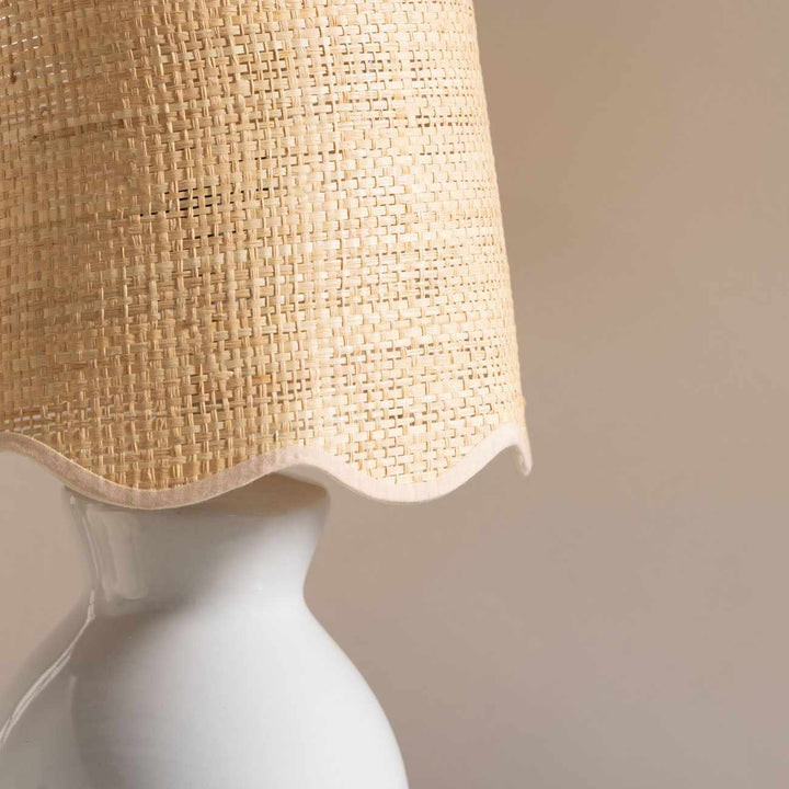 Salgareda Grey Ceramic Table Lamp – Blue & Beige Shade