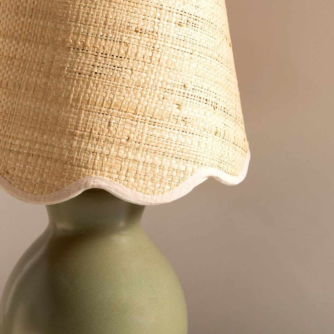 Salgareda Green Ceramic Table Lamp – Transitional Accent Light with Beige Shade