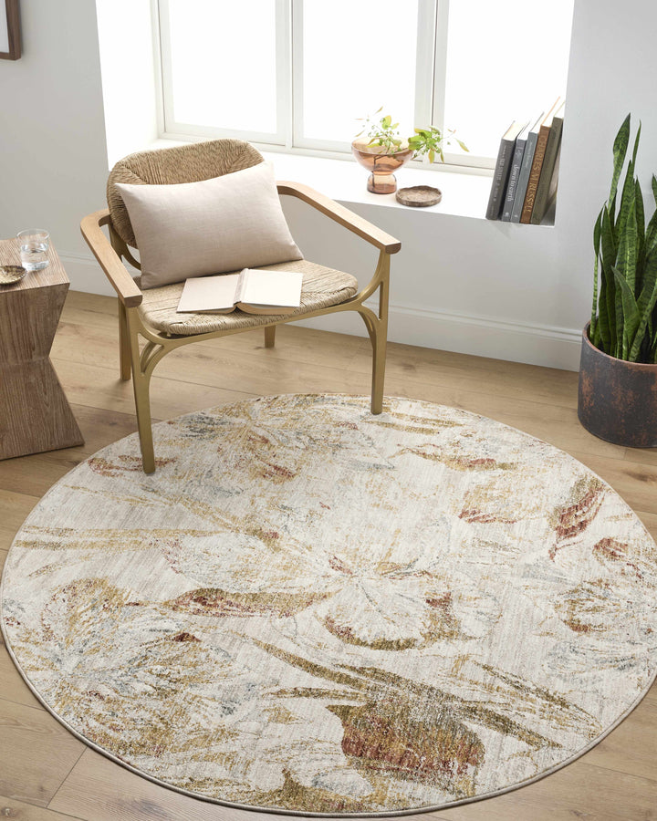 Maili Modern Floral Design Brown And Ivory Area Rug