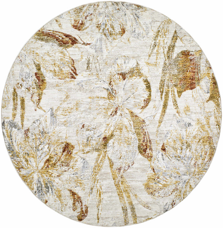 Maili Modern Floral Design Brown And Ivory Area Rug