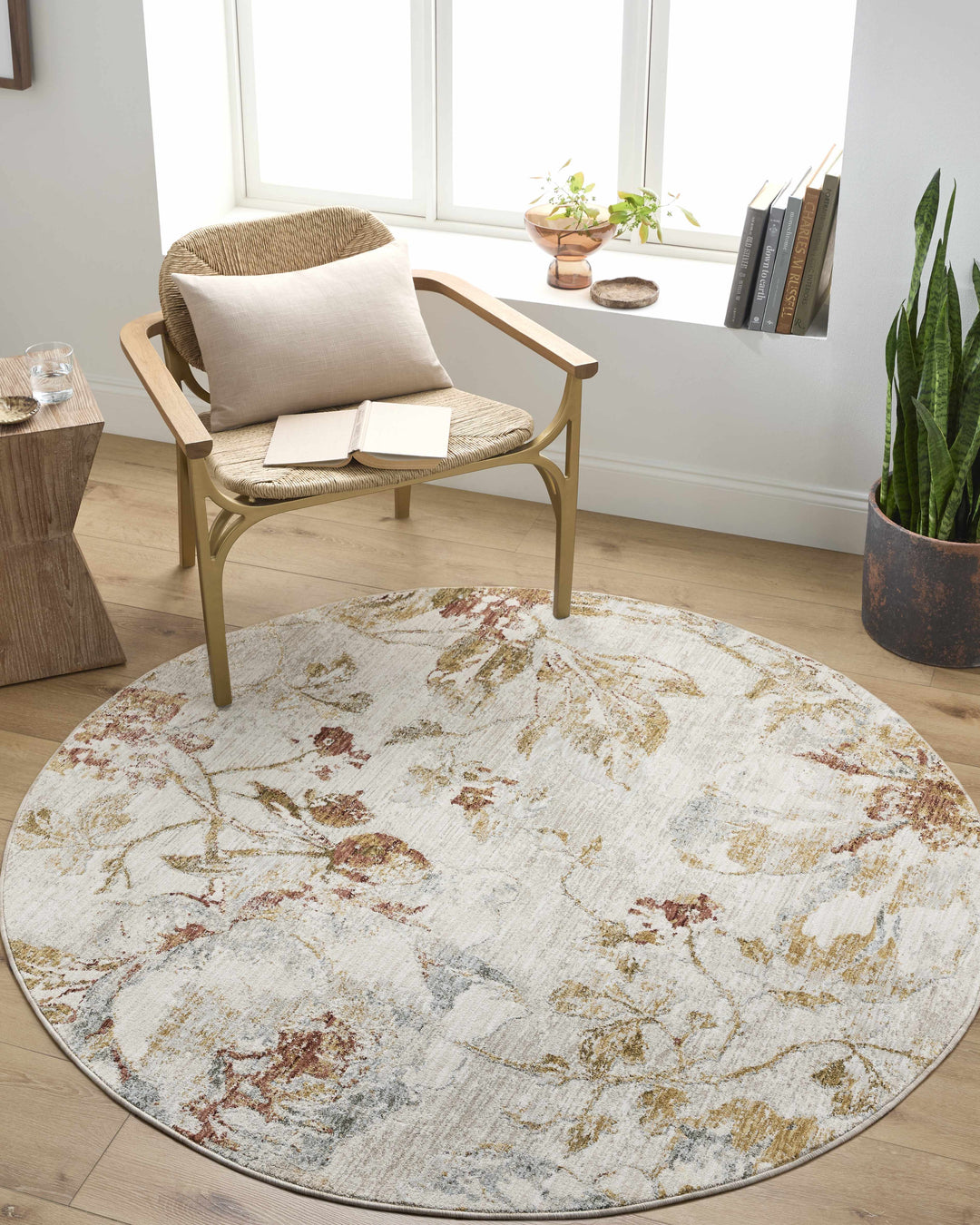 Nasia Modern Floral Design Ivory And Brown Area Rug