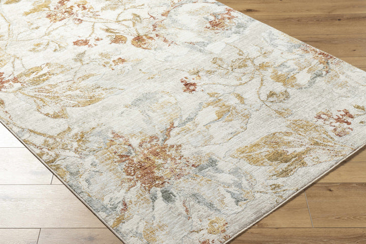 Nasia Modern Floral Design Ivory And Brown Area Rug