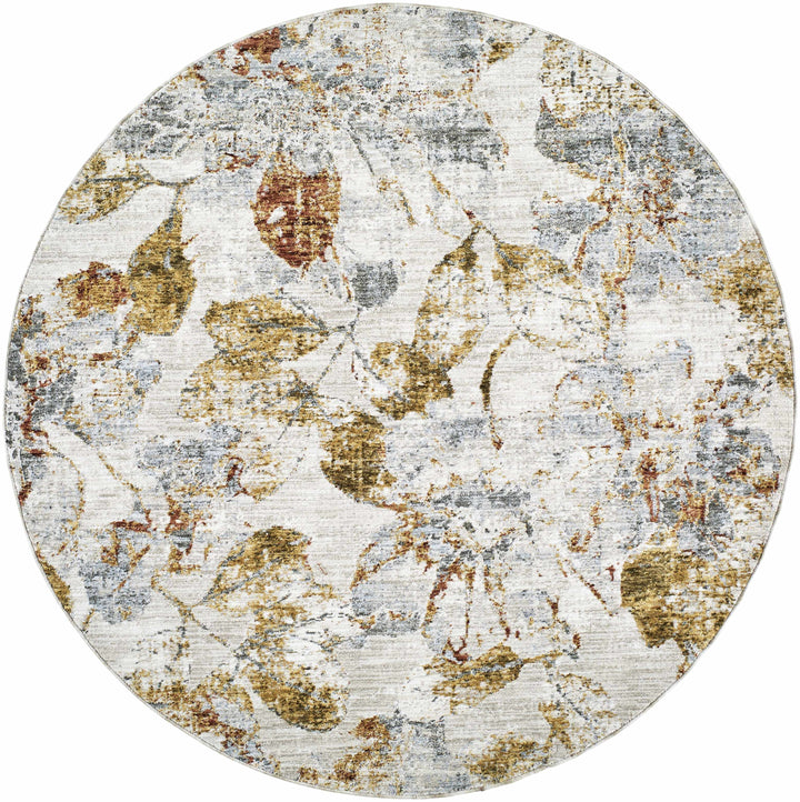 Ouida Traditional Floral Design Gray And Brown Area Rug