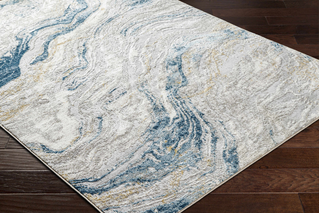 Tess Contemporary Abstract Design Gray And Blue Rug