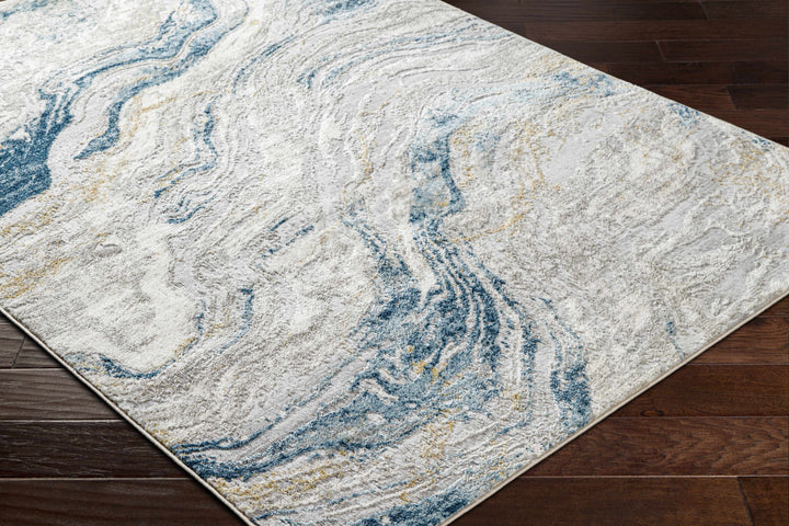 Tess Contemporary Abstract Design Gray And Blue Rug