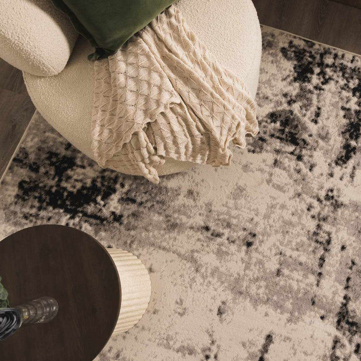 Swansboro Ivory And Black Modern Abstract Design Area Rug