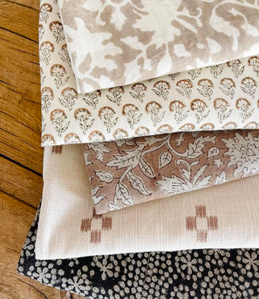 Estelle Hand-Block Print Floral Pillow Cover – Dusty Rose Linen