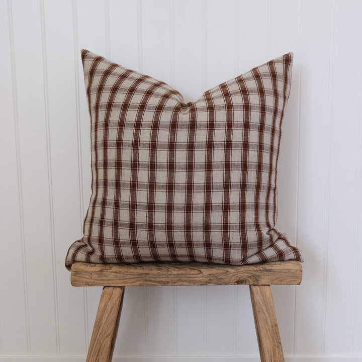 Cedar Red-Brown Woven Cotton Pillow Cover