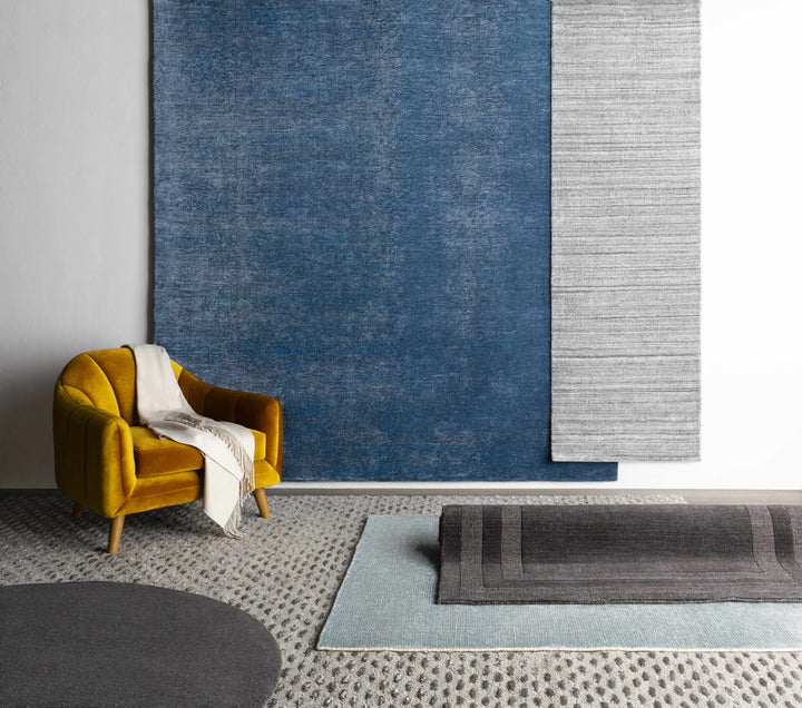 Kendall Blue Modern Solid Design Hand Knotted Area Rug
