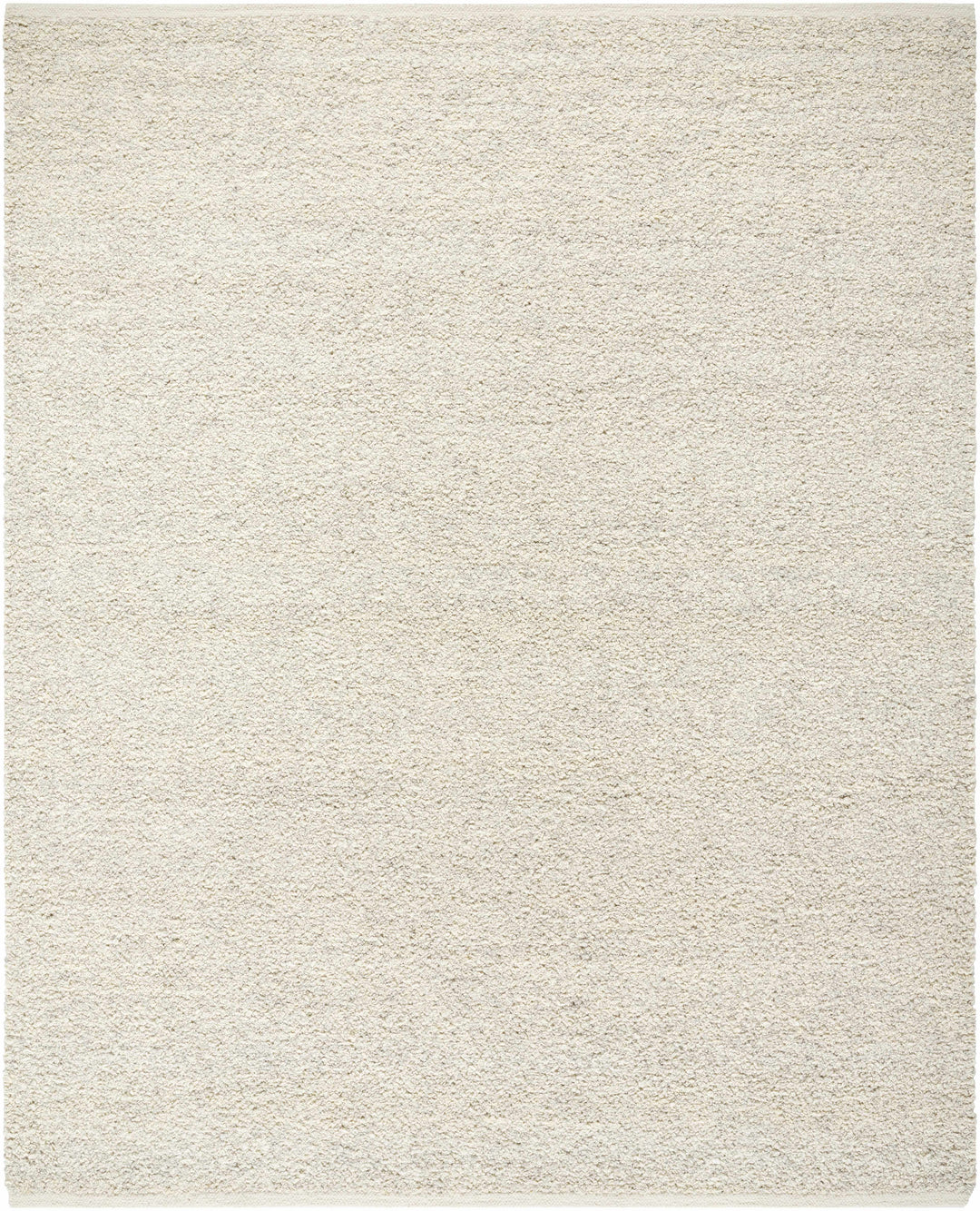 Modern Solid Ivory Hand Woven Wool Area Rug