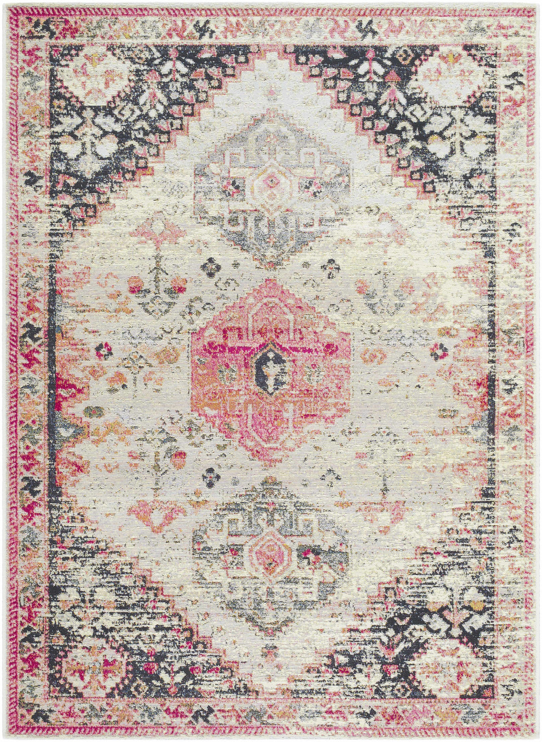 Trudy Traditional Style Ivory And Pink Outdoor Area Rug