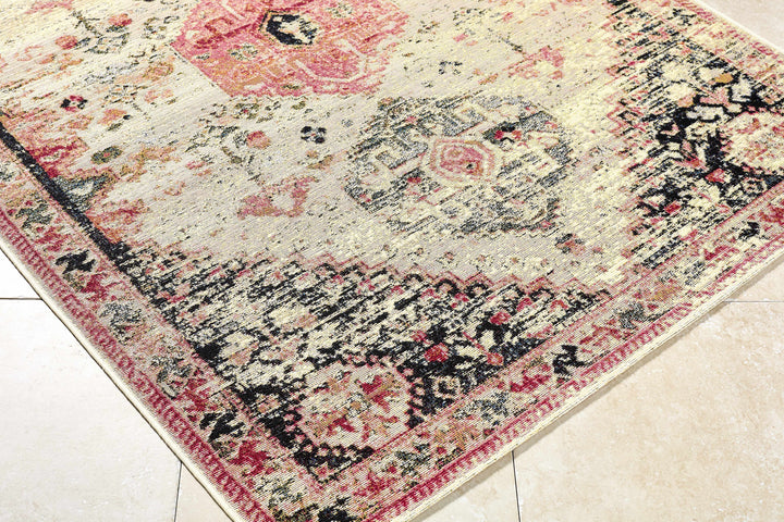 Trudy Traditional Style Ivory And Pink Outdoor Area Rug