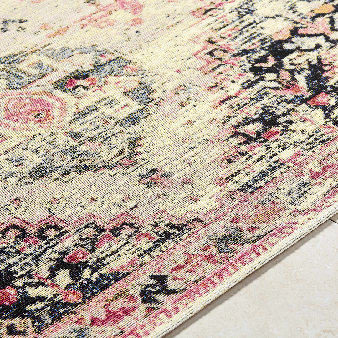 Trudy Traditional Style Ivory And Pink Outdoor Area Rug