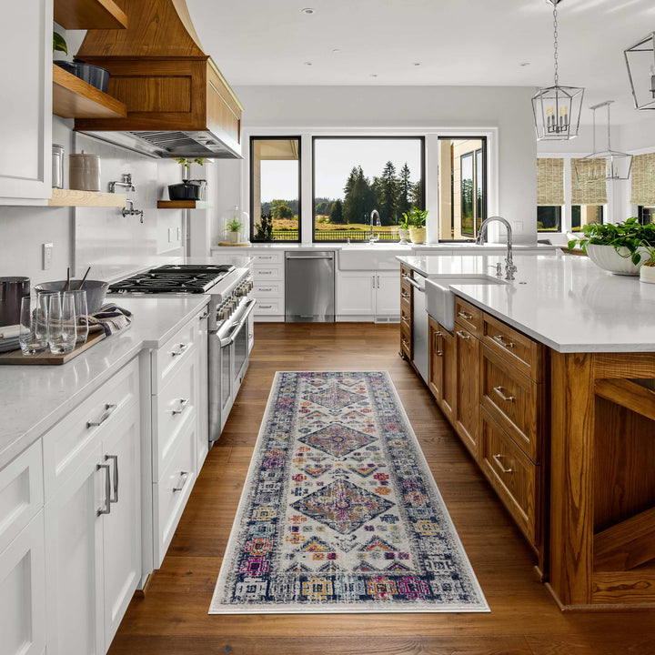 Tigriv Ivory And Blue Traditional Style Area Rug