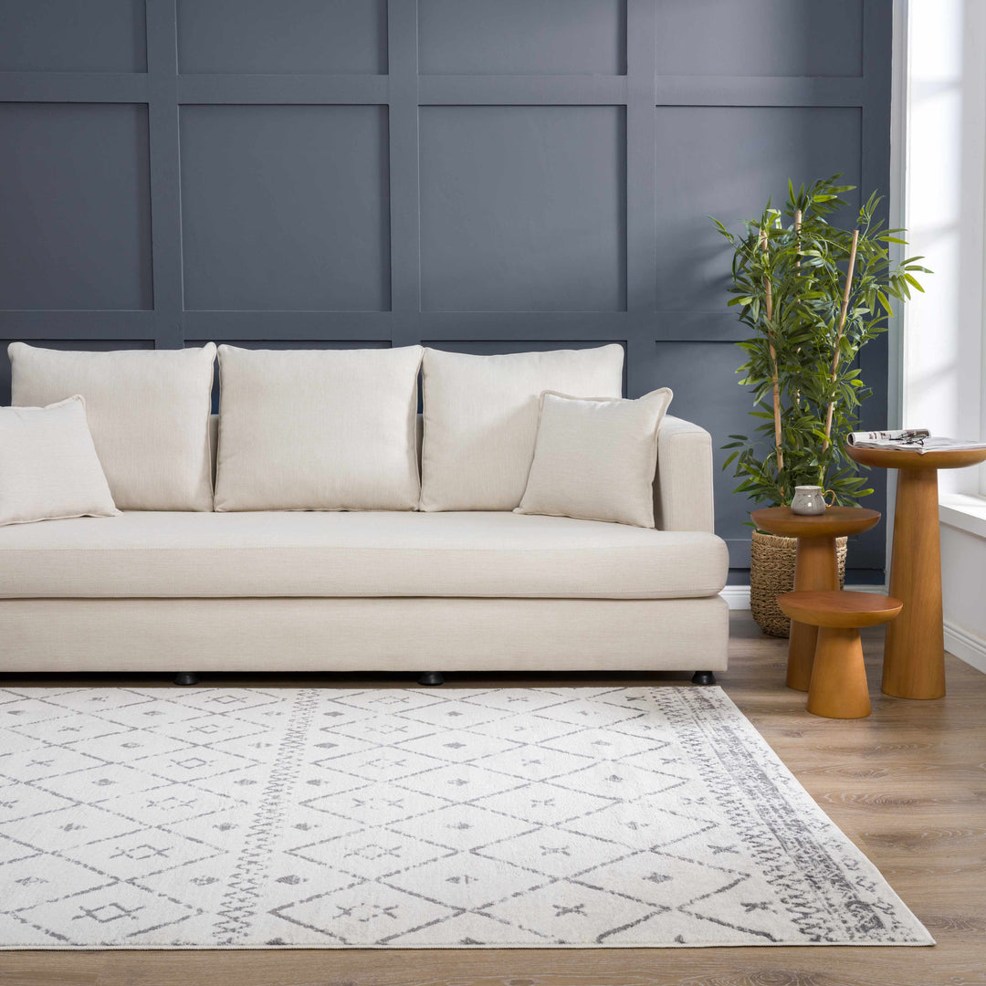 Tigris Modern Geometrical Design Ivory Area Rug