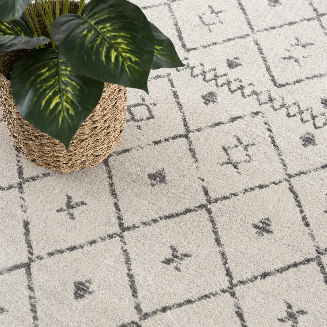 Tigris Modern Geometrical Design Ivory Area Rug