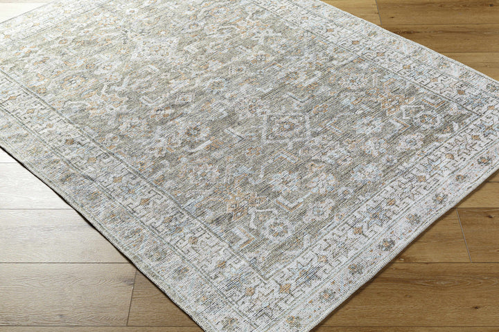 Tisha Traditional Style Green And Orange Washable Area Rug