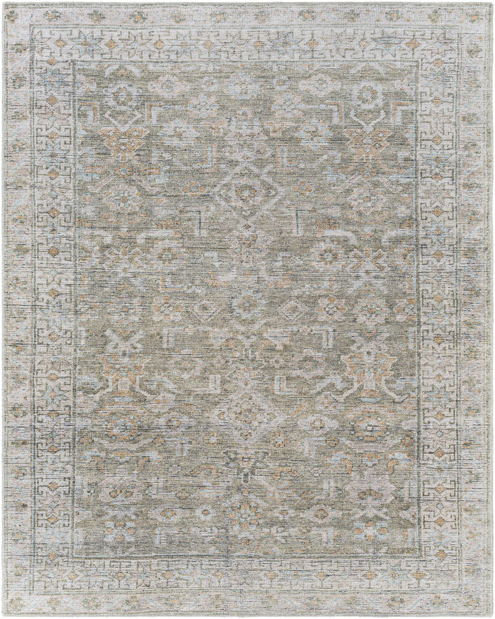 Tisha Traditional Style Green And Orange Washable Area Rug