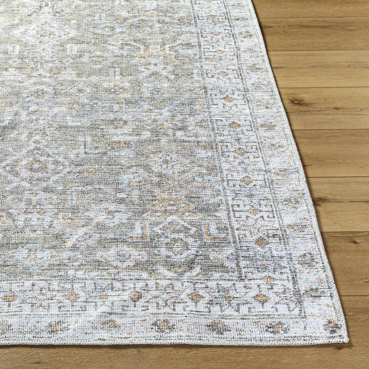 Tisha Traditional Style Green And Orange Washable Area Rug