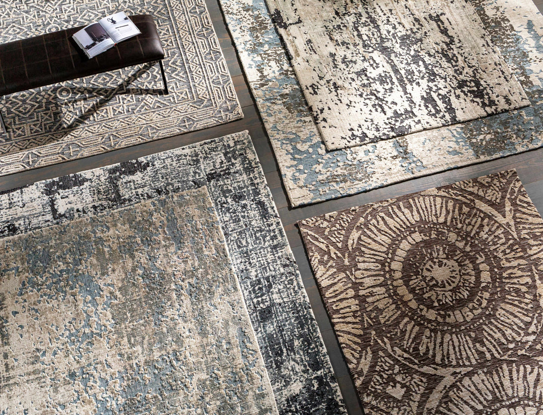 Dundry Ivory And Charcoal Modern Abstract Design Hand Woven Area Rug