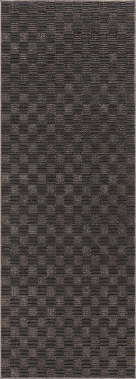 Truls 3D Modern Checkered Pattern Black Washable Rug