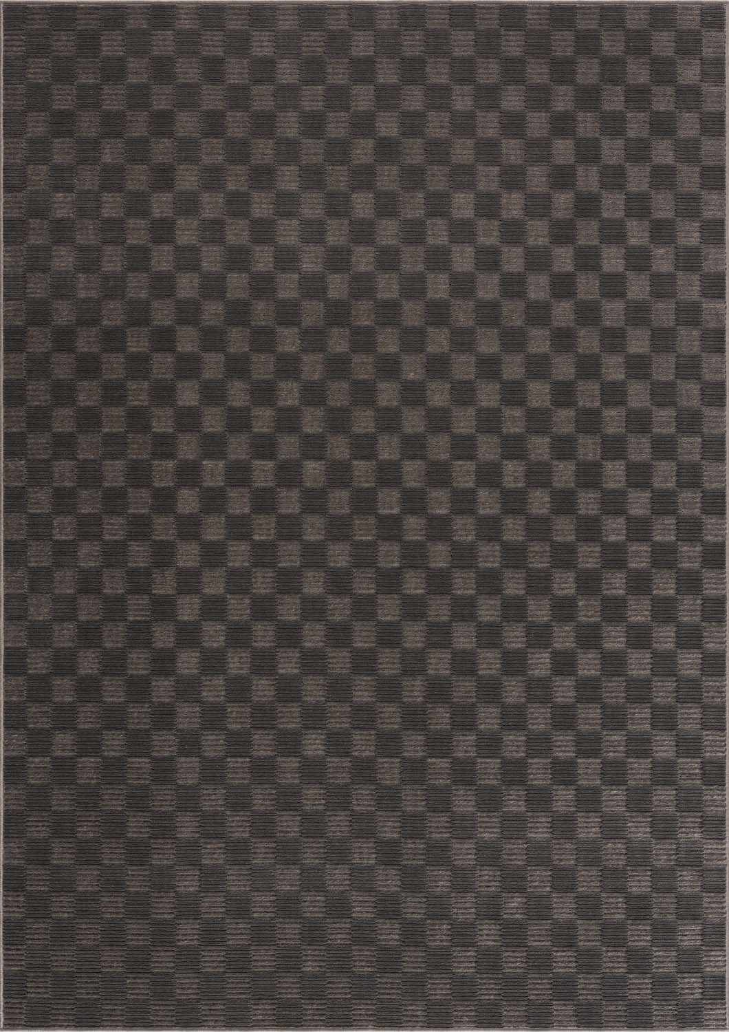 Truls 3D Modern Checkered Pattern Black Washable Rug
