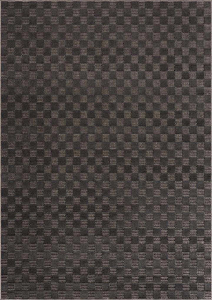 Truls 3D Modern Checkered Pattern Black Washable Rug