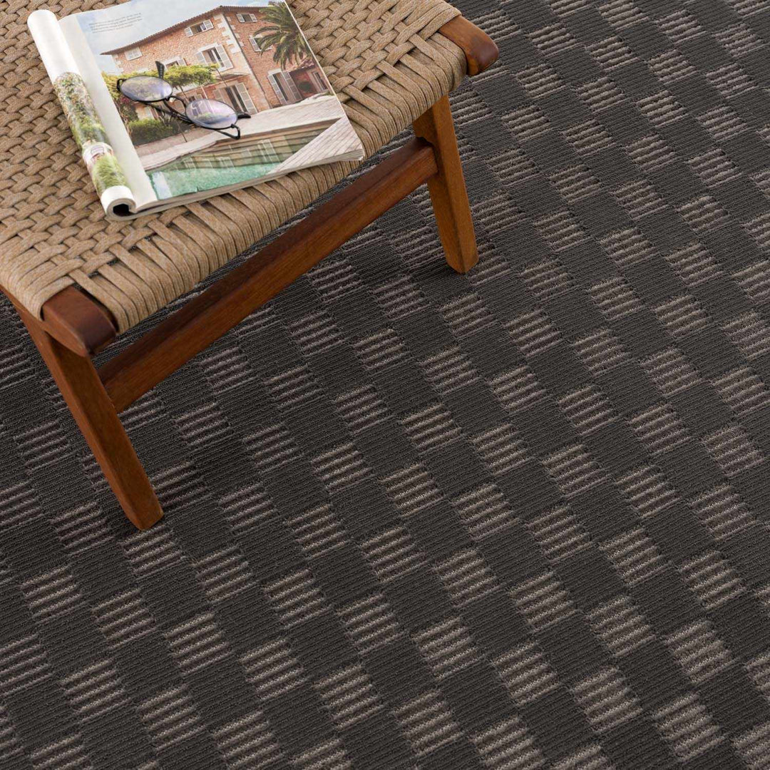 Truls 3D Modern Checkered Pattern Black Washable Rug