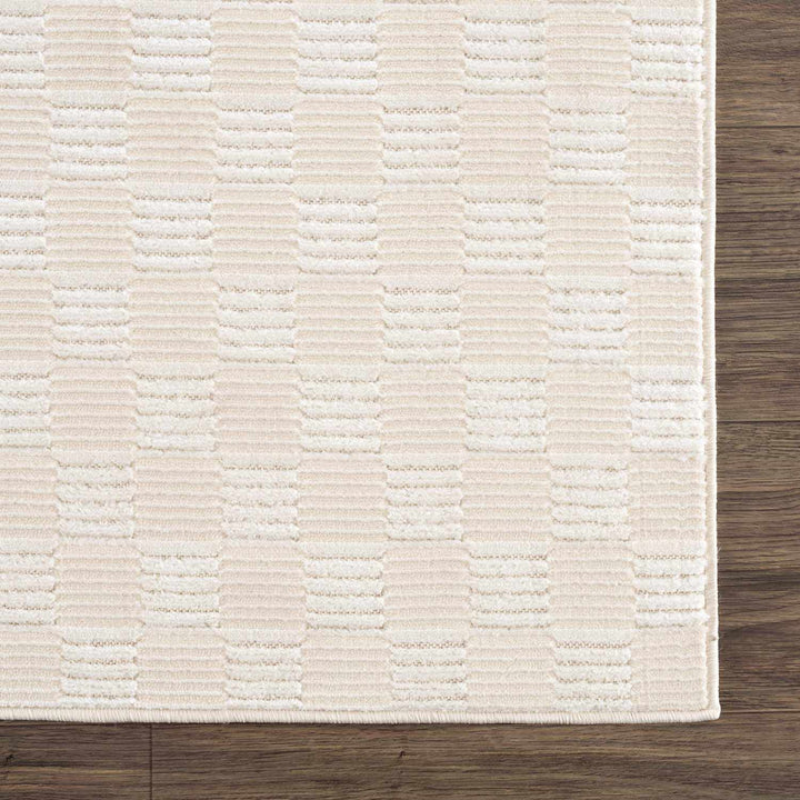 Truls 3D Modern Checkered Pattern Cream Washable Rug