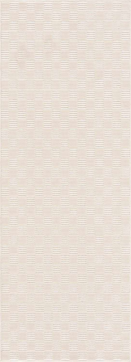 Truls 3D Modern Checkered Pattern Cream Washable Rug