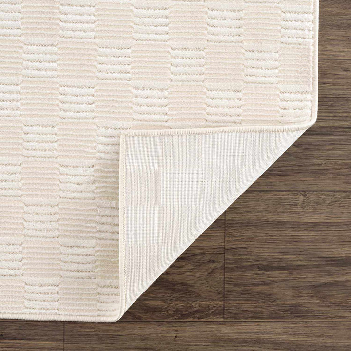 Truls 3D Modern Checkered Pattern Cream Washable Rug
