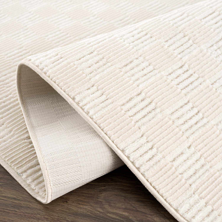 Truls 3D Modern Checkered Pattern Cream Washable Rug