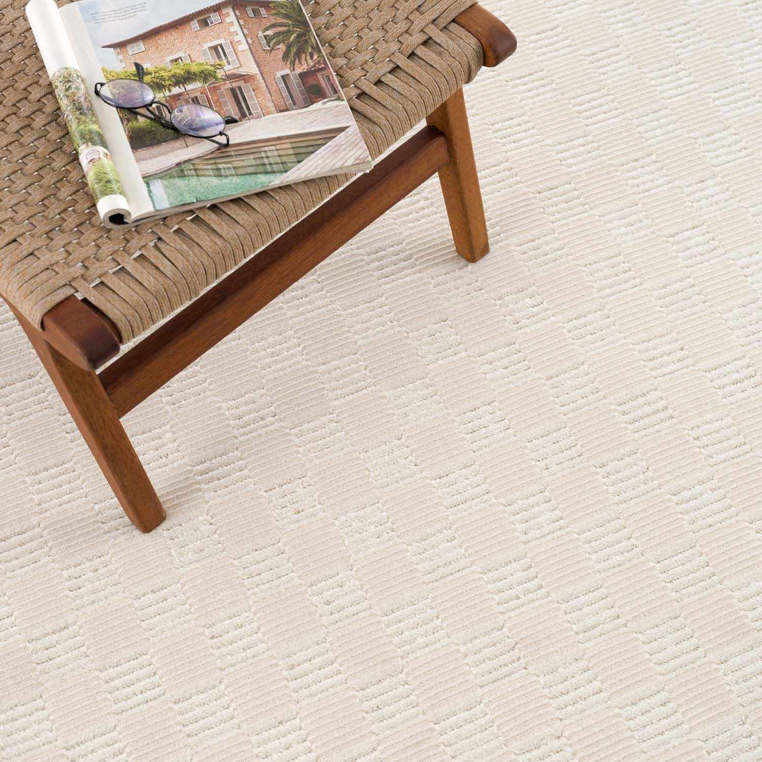 Truls 3D Modern Checkered Pattern Cream Washable Rug
