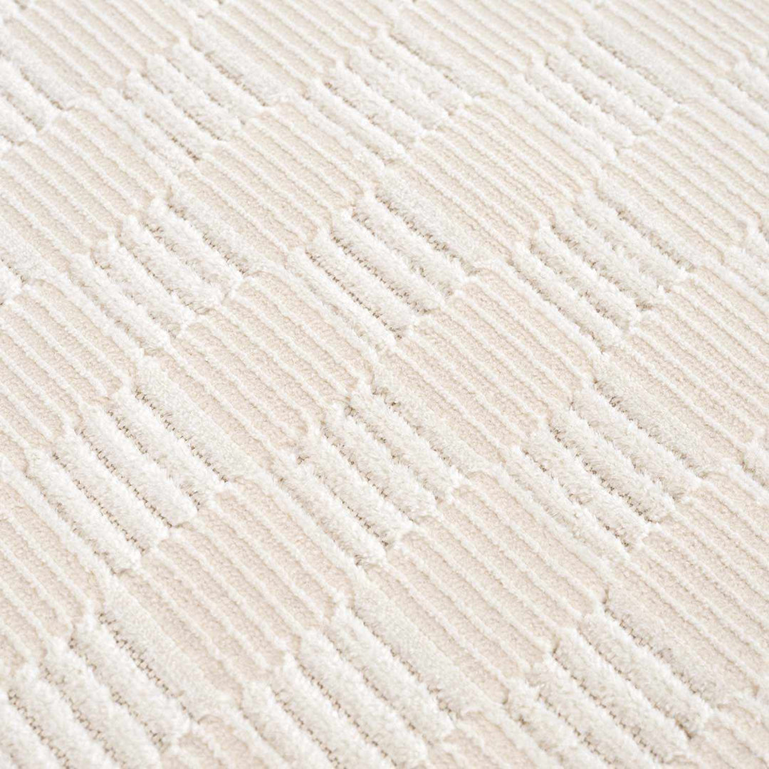 Truls 3D Modern Checkered Pattern Cream Washable Rug