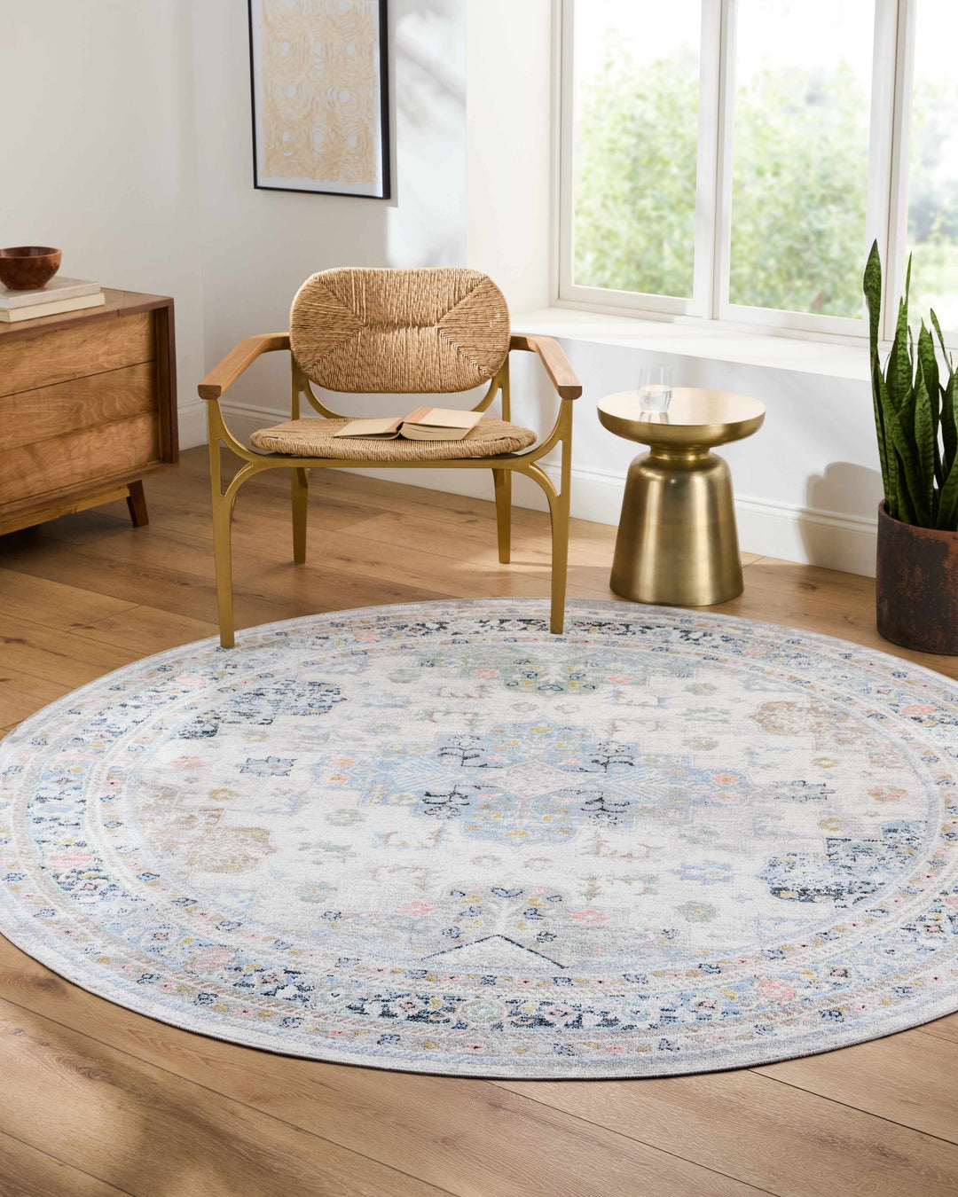 Tana Navy And Gray Traditional Style Washable Rug