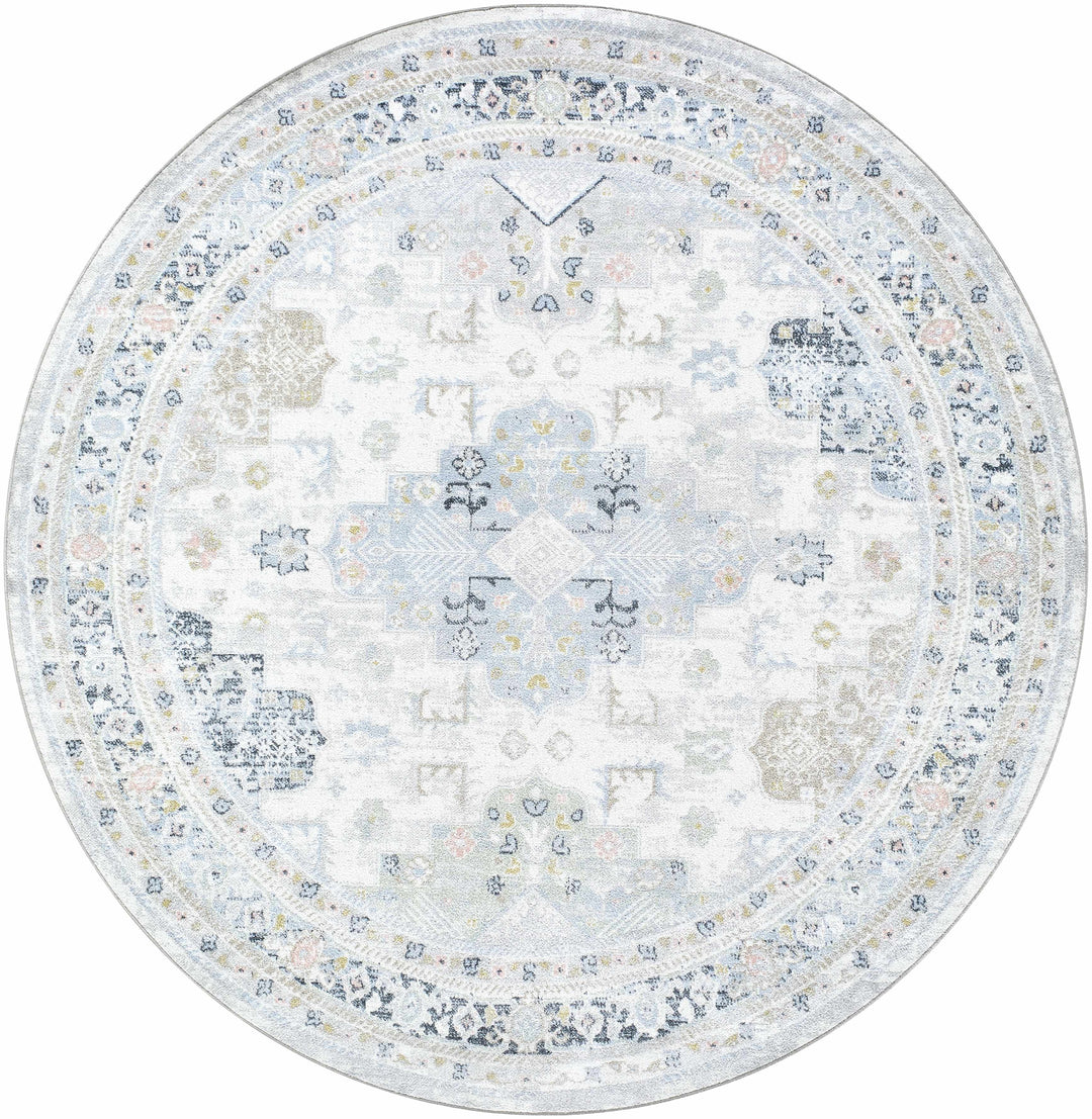 Tana Navy And Gray Traditional Style Washable Rug