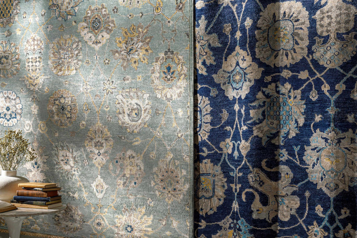 Toquerville Traditional Floral Design Hand Knotted Gray Area Rug